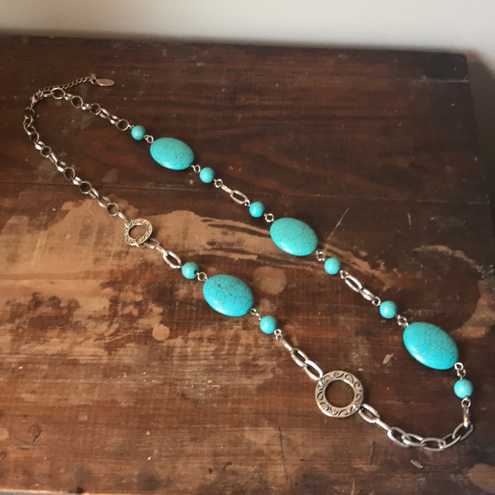 Jules B. Long Silver Turquoise Statement Necklace - image 6